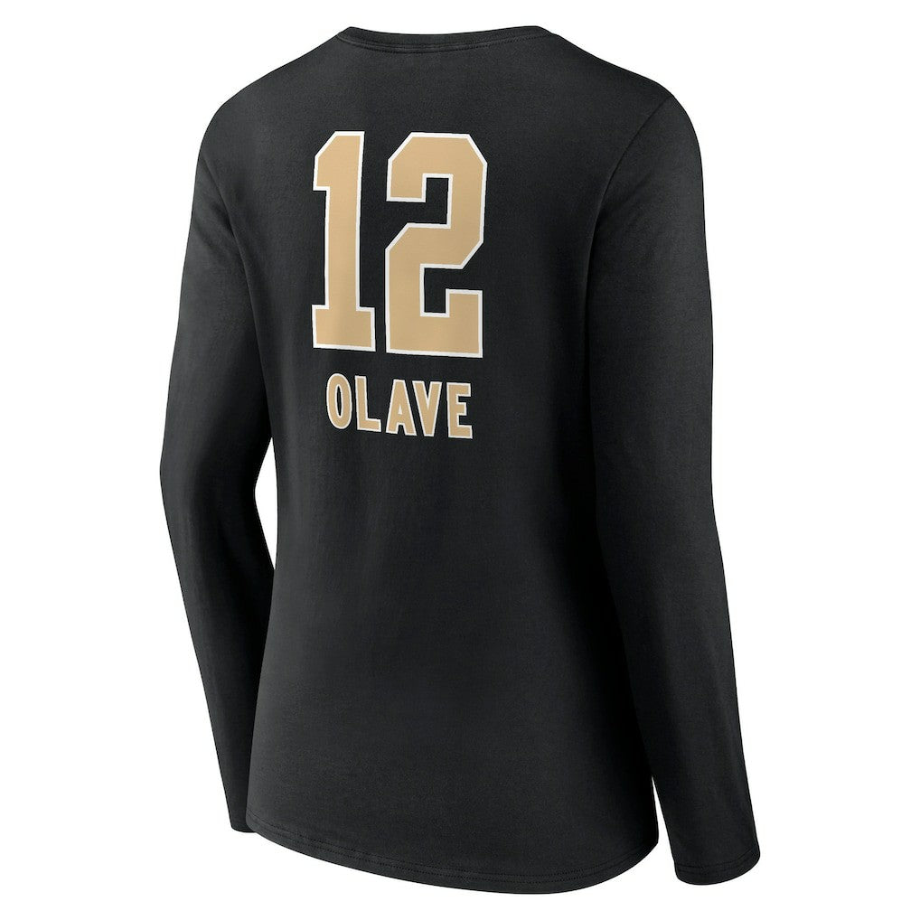 Chris Olave New Orleans Saints Women's Team Wordmark Player Name & Number Long Sleeve V-Neck T-Shirt Black