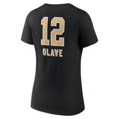Chris Olave New Orleans Saints Women's Team Wordmark Player Name & Number V-Neck T-Shirt Black