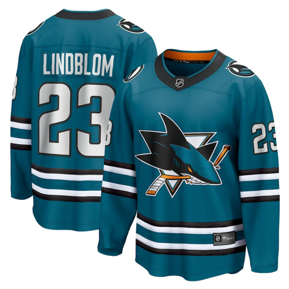 NHL Oskar Lindblom San Jose Sharks Fanatics Home Breakaway Jersey - Teal