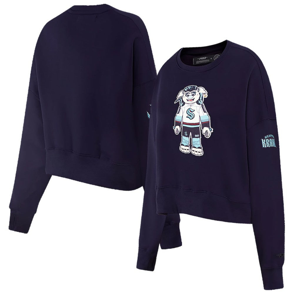 NHL Seattle Kraken Pro Standard Women's Mascot Crewneck Pullover Sweatshirt - Deep Sea Blue
