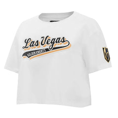 NHL Vegas Golden Knights Pro Standard Women's Boxy Script Tail Cropped T-Shirt - White