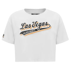 NHL Vegas Golden Knights Pro Standard Women's Boxy Script Tail Cropped T-Shirt - White