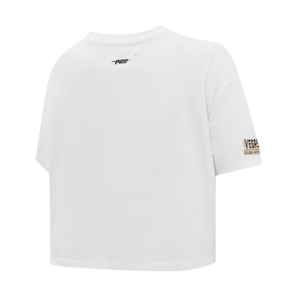 NHL Vegas Golden Knights Pro Standard Women's Boxy Script Tail Cropped T-Shirt - White