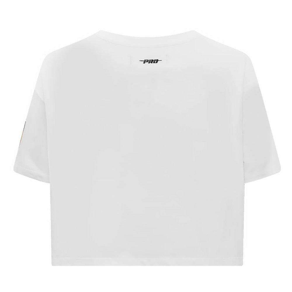 NHL Vegas Golden Knights Pro Standard Women's Boxy Script Tail Cropped T-Shirt - White