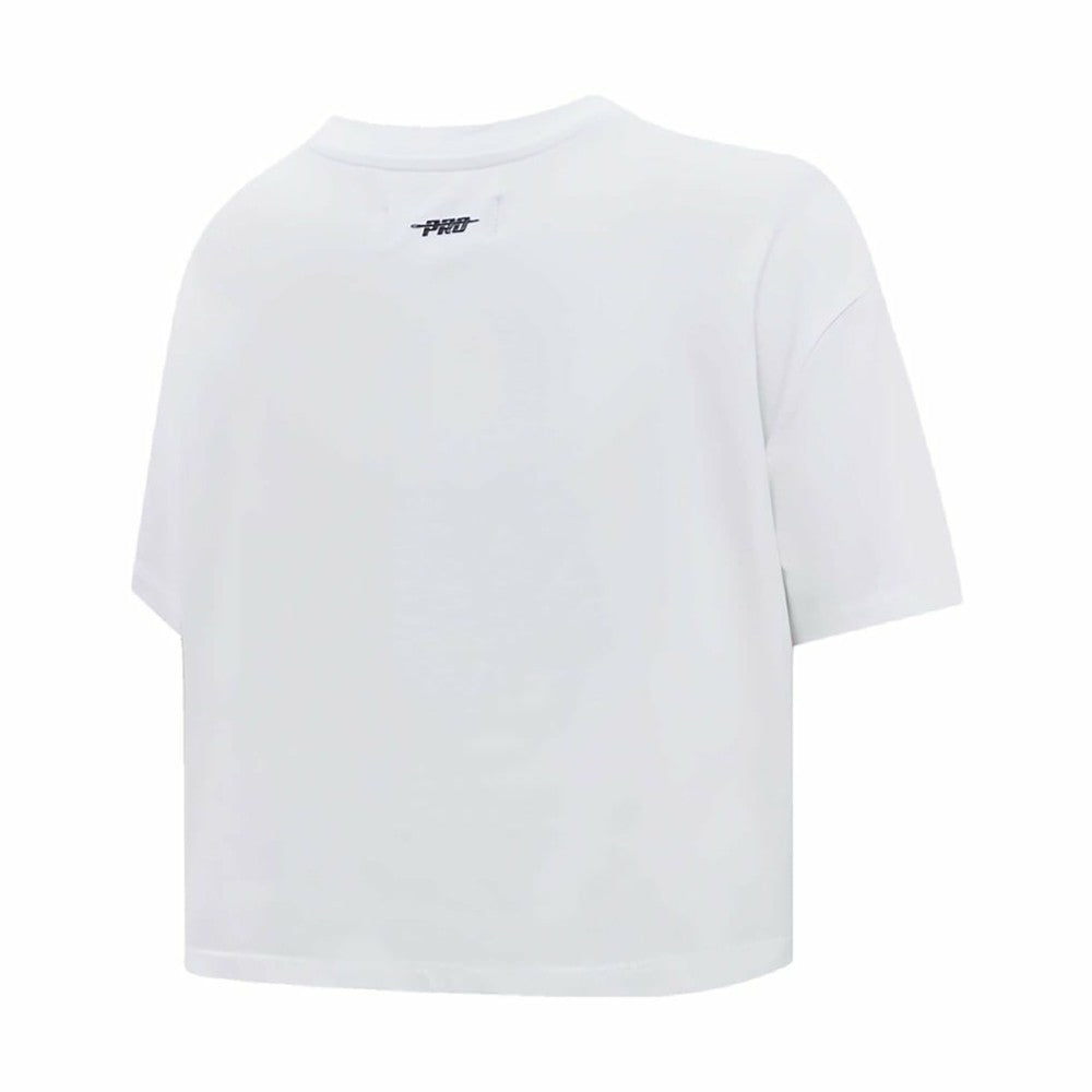 NHL Pittsburgh Penguins Pro Standard Women's Boxy Script Tail Cropped T-Shirt - White