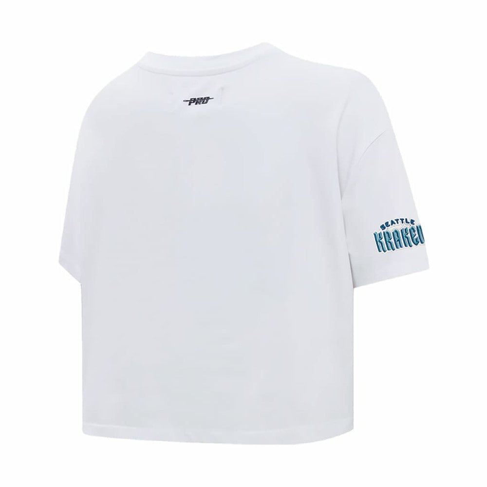 NHL Seattle Kraken Pro Standard Women's Boxy Script Tail Cropped T-Shirt - White