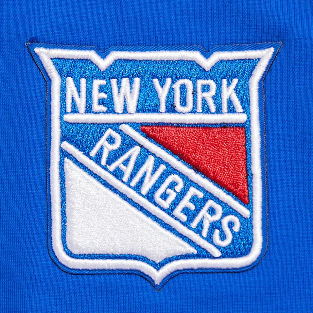 NHL New York Rangers Pro Standard Women's Boxy Script Tail Cropped T-Shirt - Blue