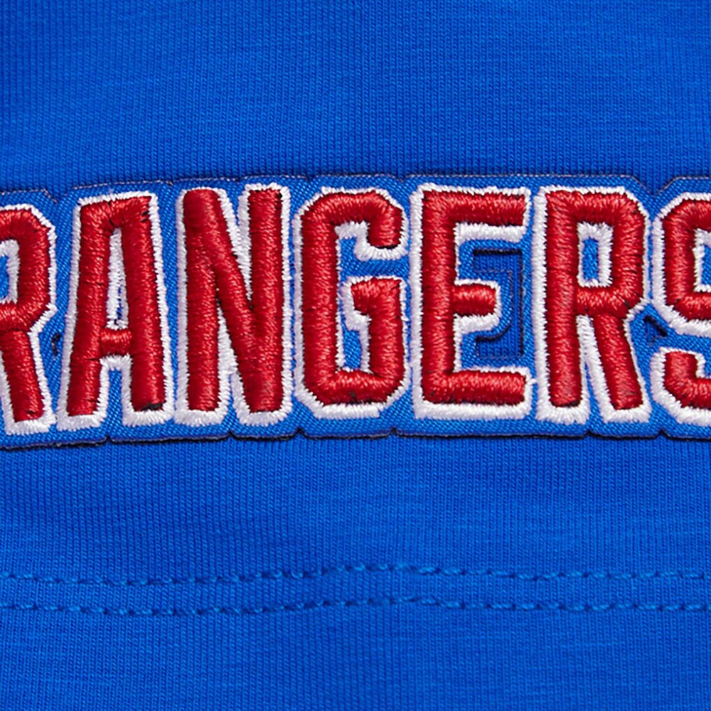 NHL New York Rangers Pro Standard Women's Boxy Script Tail Cropped T-Shirt - Blue