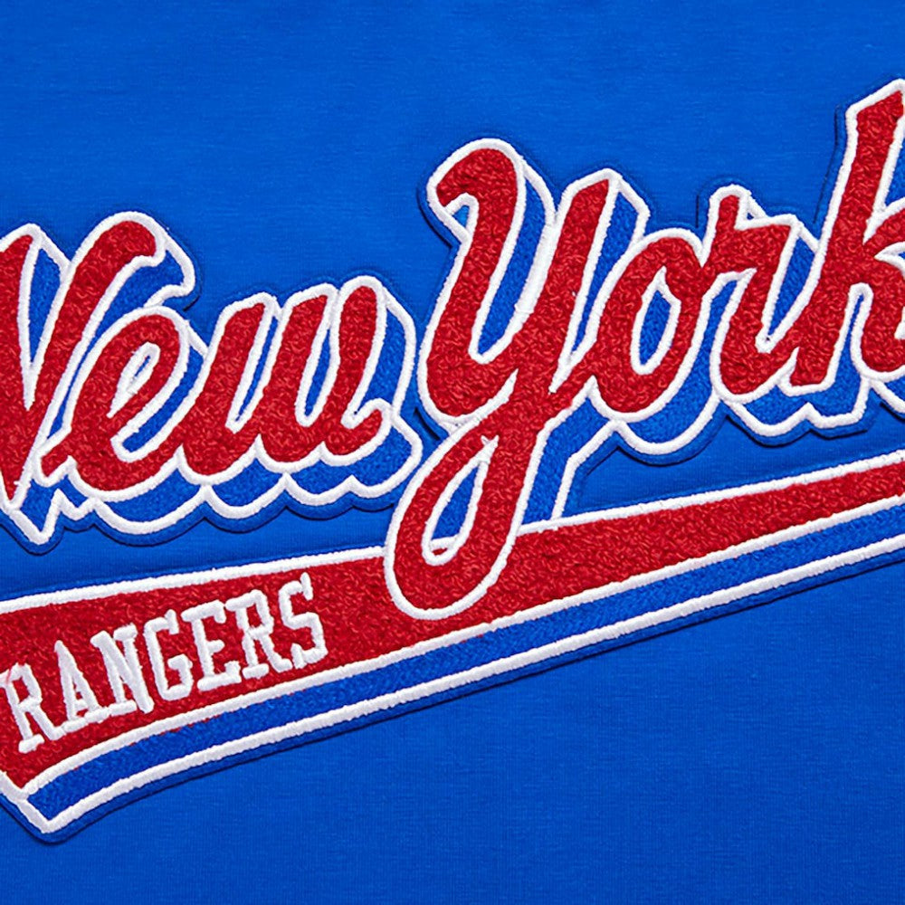NHL New York Rangers Pro Standard Women's Boxy Script Tail Cropped T-Shirt - Blue