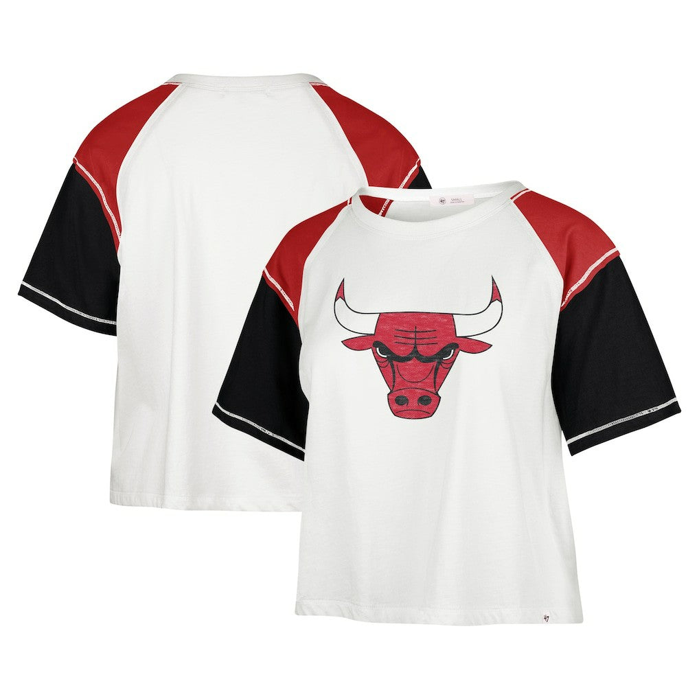 Chicago Bulls '47 Women's Premier Raglan Cropped T-Shirt Cream