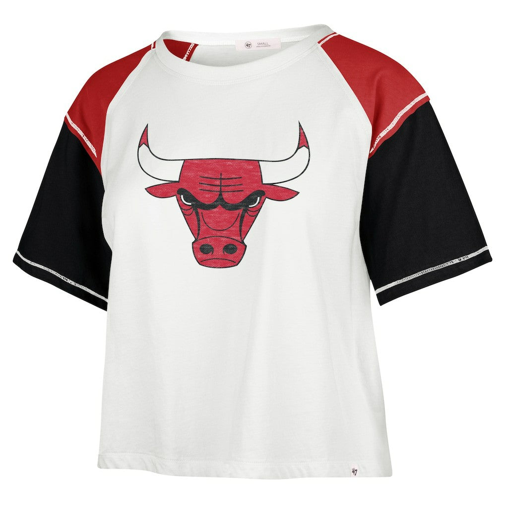 Chicago Bulls '47 Women's Premier Raglan Cropped T-Shirt Cream