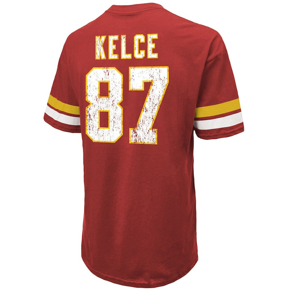 Travis Kelce Kansas City Chiefs Majestic Threads Name & Number Oversized Fit T-Shirt Red