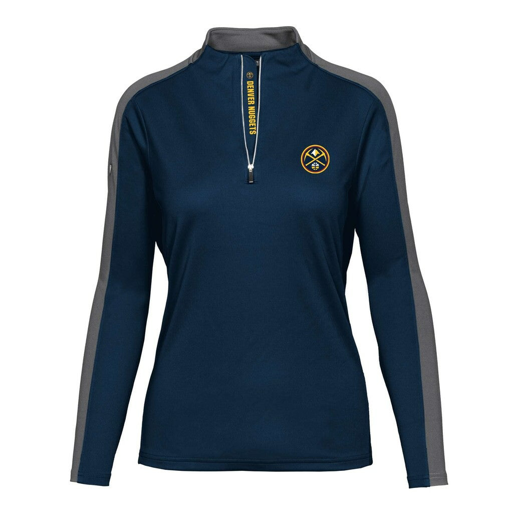 Denver Nuggets Levelwear Women's Remi Insignia Core Quarter-Zip Pullover Top Navy