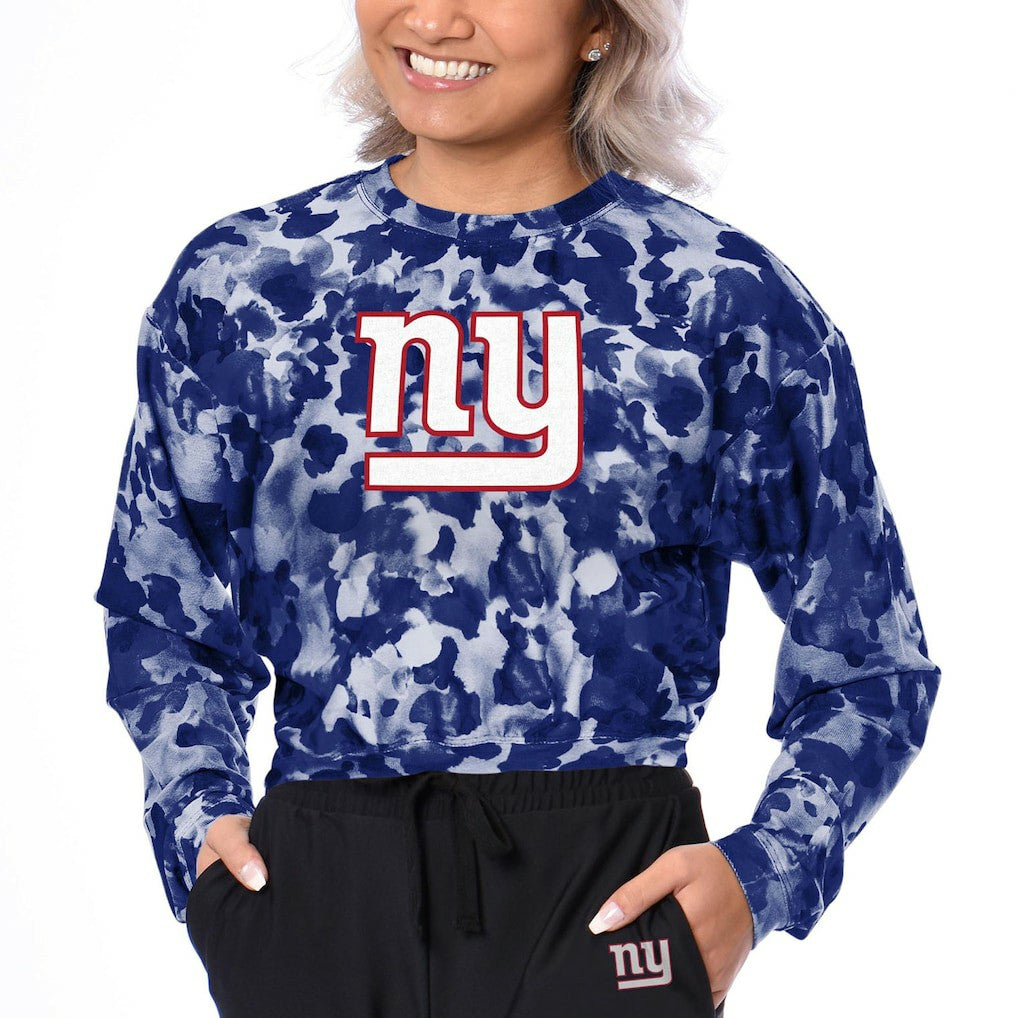 New York Giants Certo Women's Cropped Long Sleeve T-Shirt Royal