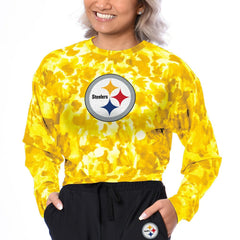 Pittsburgh Steelers Certo Women's Cropped Long Sleeve T-Shirt Gold