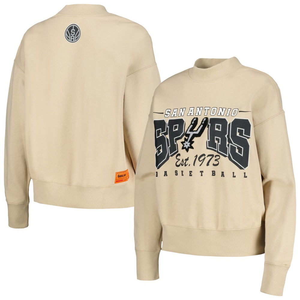 San Antonio Spurs Qore Women's Oversized Cozy Mock Neck Pullover Sweatshirt Cream