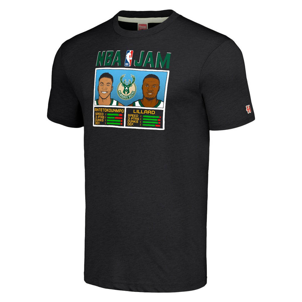 Damian Lillard & Giannis Antetokounmpo Milwaukee Bucks Homage NBA Jam Tri-Blend T-Shirt Charcoal