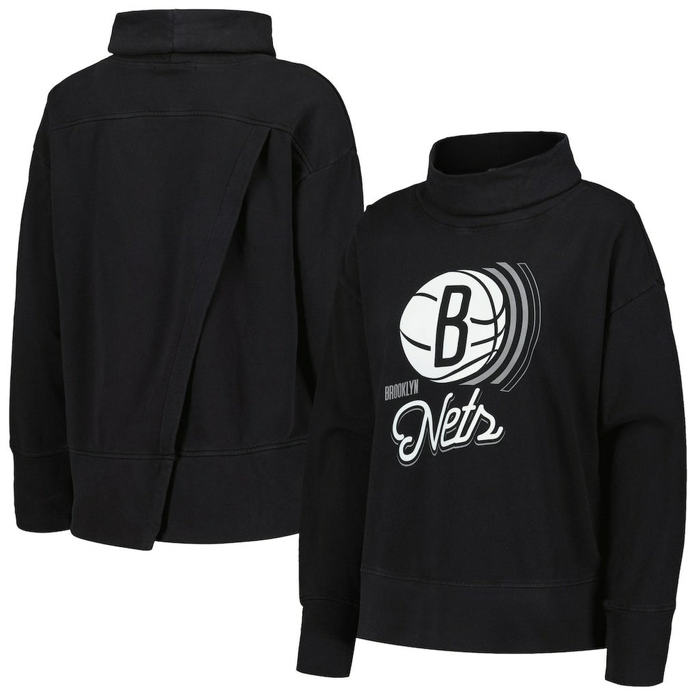 Brooklyn Nets Levelwear Women's Sunset Pullover Sweatshirt Black