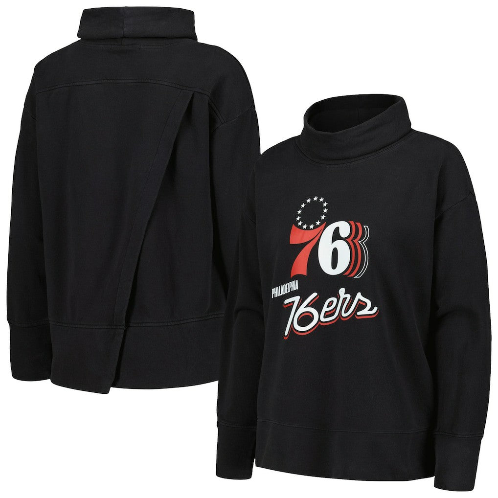 Philadelphia 76ers Levelwear Women's Sunset Pullover Sweatshirt Black
