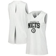 Brooklyn Nets Levelwear Women's Paisley Peekaboo Tank Top White