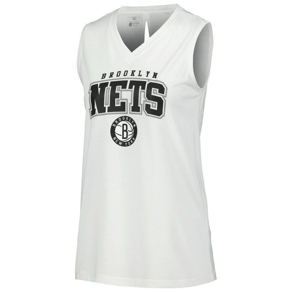 Brooklyn Nets Levelwear Women's Paisley Peekaboo Tank Top White
