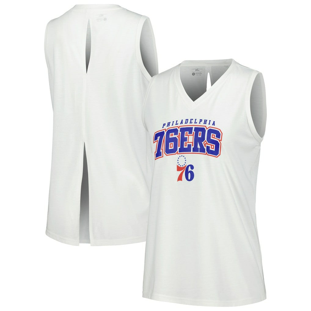Philadelphia 76ers Levelwear Women's Paisley Peekaboo Tank Top White