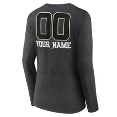Minnesota Twins Women's Personalized Monochrome Name & Number Long Sleeve V-Neck T-Shirt - Charcoal T-shirts
