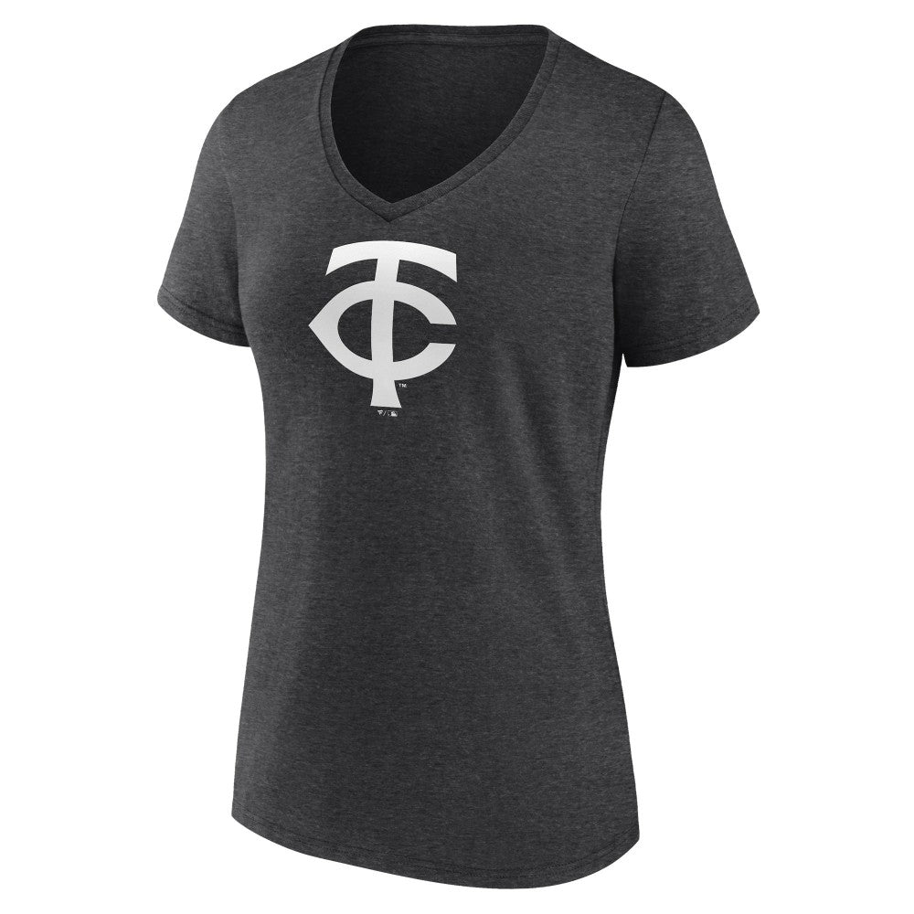 Minnesota Twins Women's Personalized Monochrome Name & Number V-Neck T-Shirt - Charcoal T-shirts