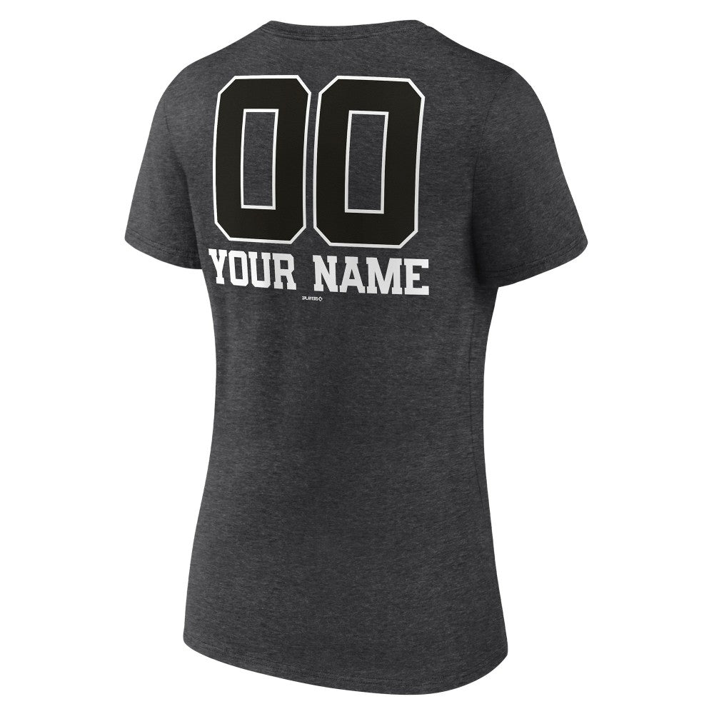 Minnesota Twins Women's Personalized Monochrome Name & Number V-Neck T-Shirt - Charcoal T-shirts
