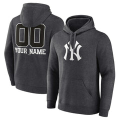 New York Yankees Personalized Monochrome Name & Number Pullover Hoodie - Charcoal Hoodies