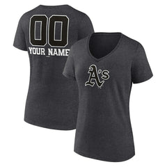 Athletics Women's Personalized Monochrome Name & Number V-Neck T-Shirt - Charcoal T-shirts