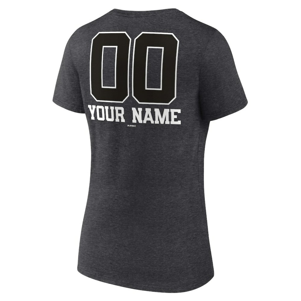 Athletics Women's Personalized Monochrome Name & Number V-Neck T-Shirt - Charcoal T-shirts