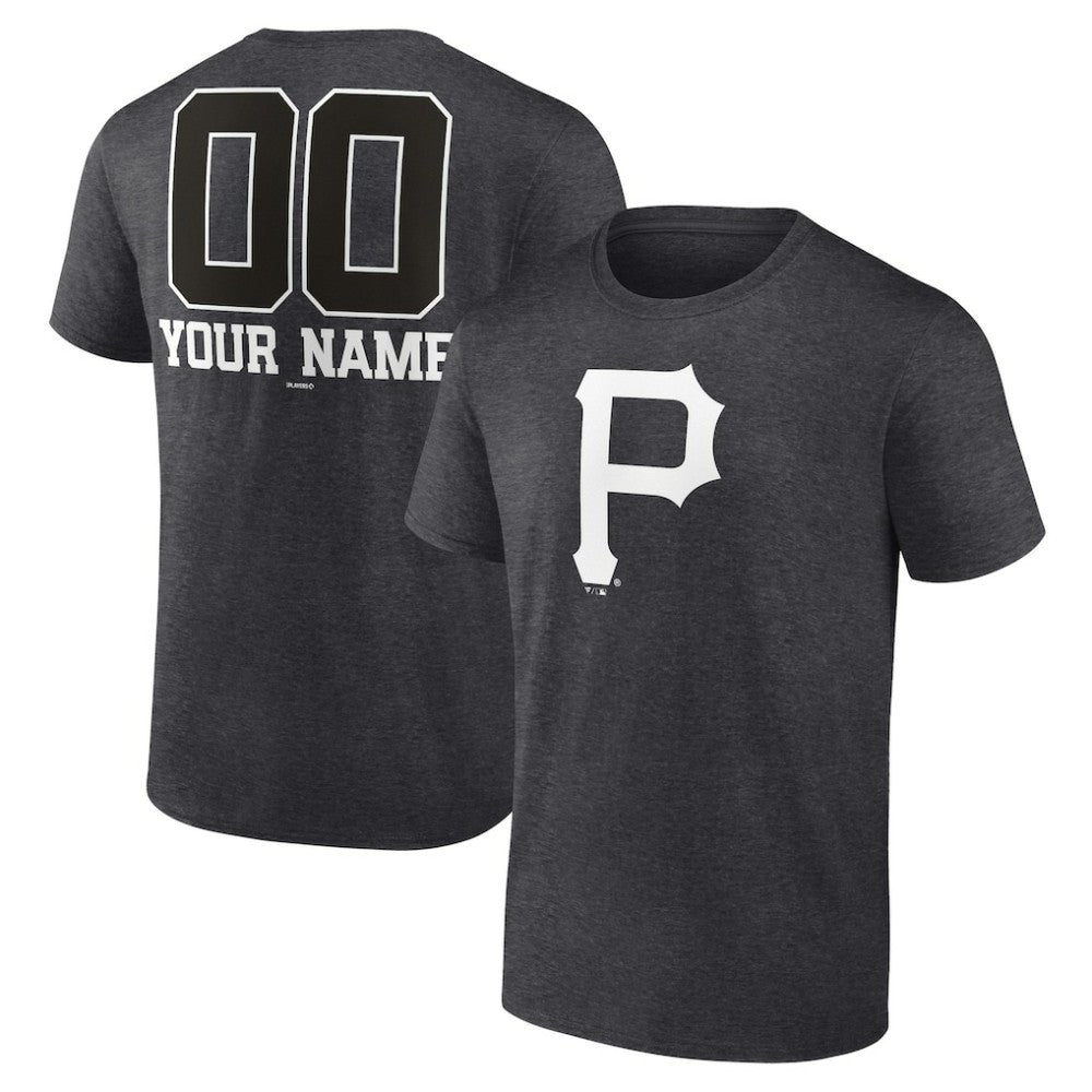 Pittsburgh Pirates Personalized Monochrome Name & Number T-Shirt - Charcoal T-shirts