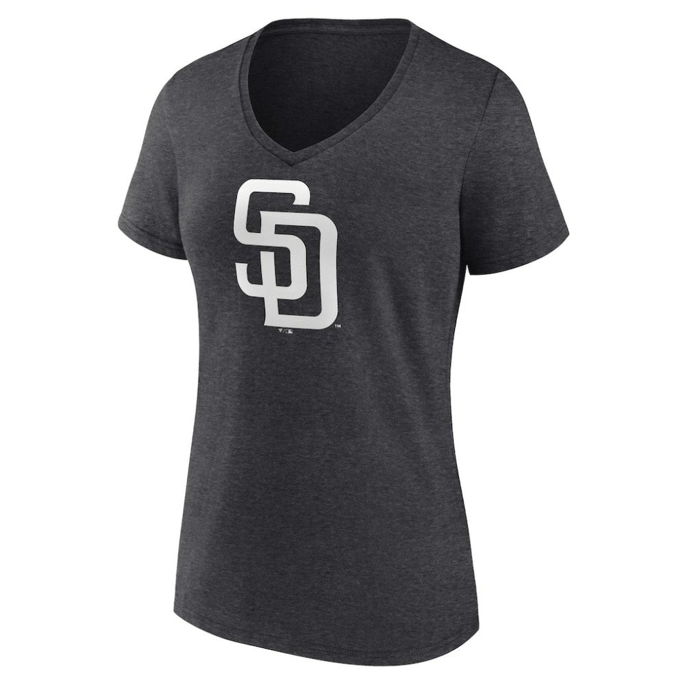 San Diego Padres Women's Personalized Monochrome Name & Number V-Neck T-Shirt - Charcoal T-shirts
