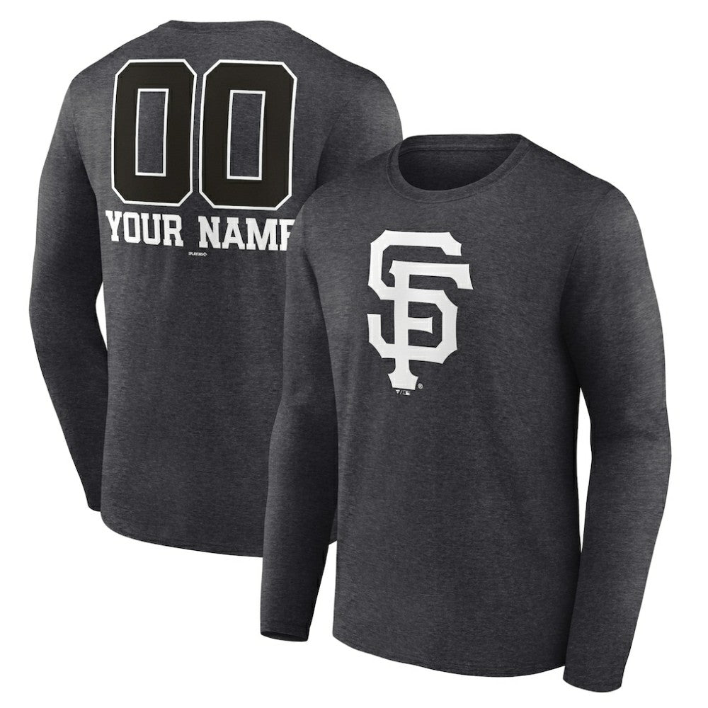San Francisco Giants Personalized Monochrome Name & Number Long Sleeve T-Shirt - Charcoal T-shirts