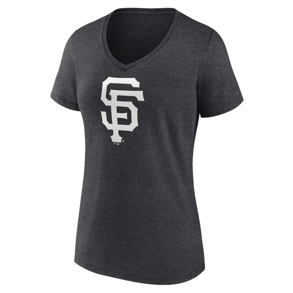 San Francisco Giants Women's Personalized Monochrome Name & Number V-Neck T-Shirt - Charcoal T-shirts