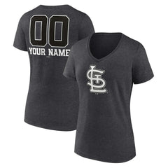 St. Louis Cardinals Women's Personalized Monochrome Name & Number V-Neck T-Shirt - Charcoal T-shirts