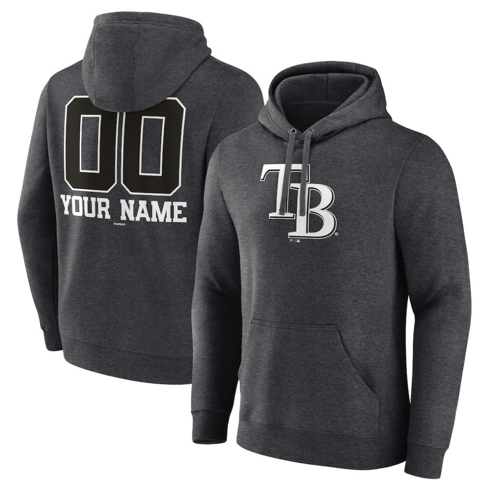 Tampa Bay Rays Personalized Monochrome Name & Number Pullover Hoodie - Charcoal Hoodies
