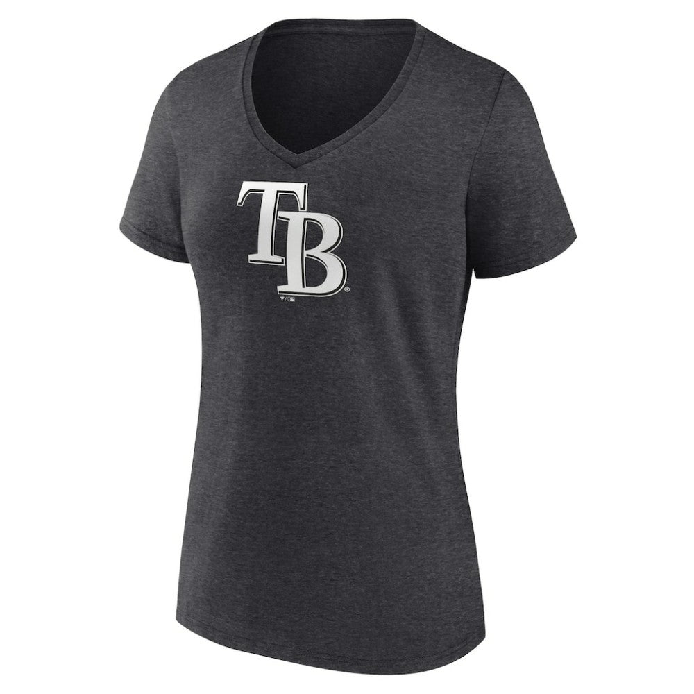 Tampa Bay Rays Women's Personalized Monochrome Name & Number V-Neck T-Shirt - Charcoal T-shirts