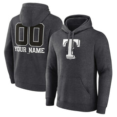 Texas Rangers Personalized Monochrome Name & Number Pullover Hoodie - Charcoal Hoodies