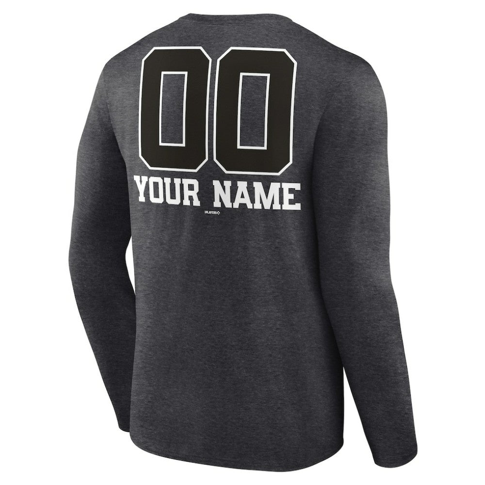 Toronto Blue Jays Personalized Monochrome Name & Number Long Sleeve T-Shirt - Charcoal T-shirts