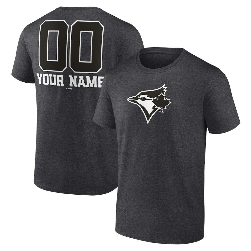 Toronto Blue Jays Personalized Monochrome Name & Number T-Shirt - Charcoal T-shirts