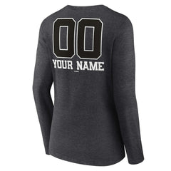 Toronto Blue Jays Women's Personalized Monochrome Name & Number Long Sleeve V-Neck T-Shirt - Charcoal T-shirts