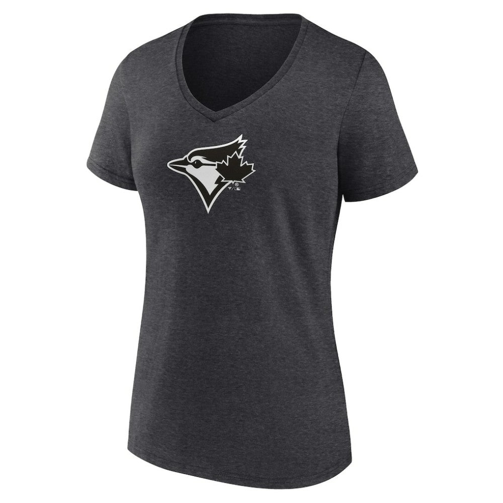 Toronto Blue Jays Women's Personalized Monochrome Name & Number V-Neck T-Shirt - Charcoal T-shirts