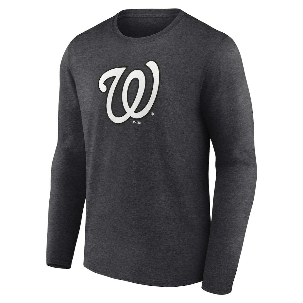 Washington Nationals Personalized Monochrome Name & Number Long Sleeve T-Shirt - Charcoal T-shirts