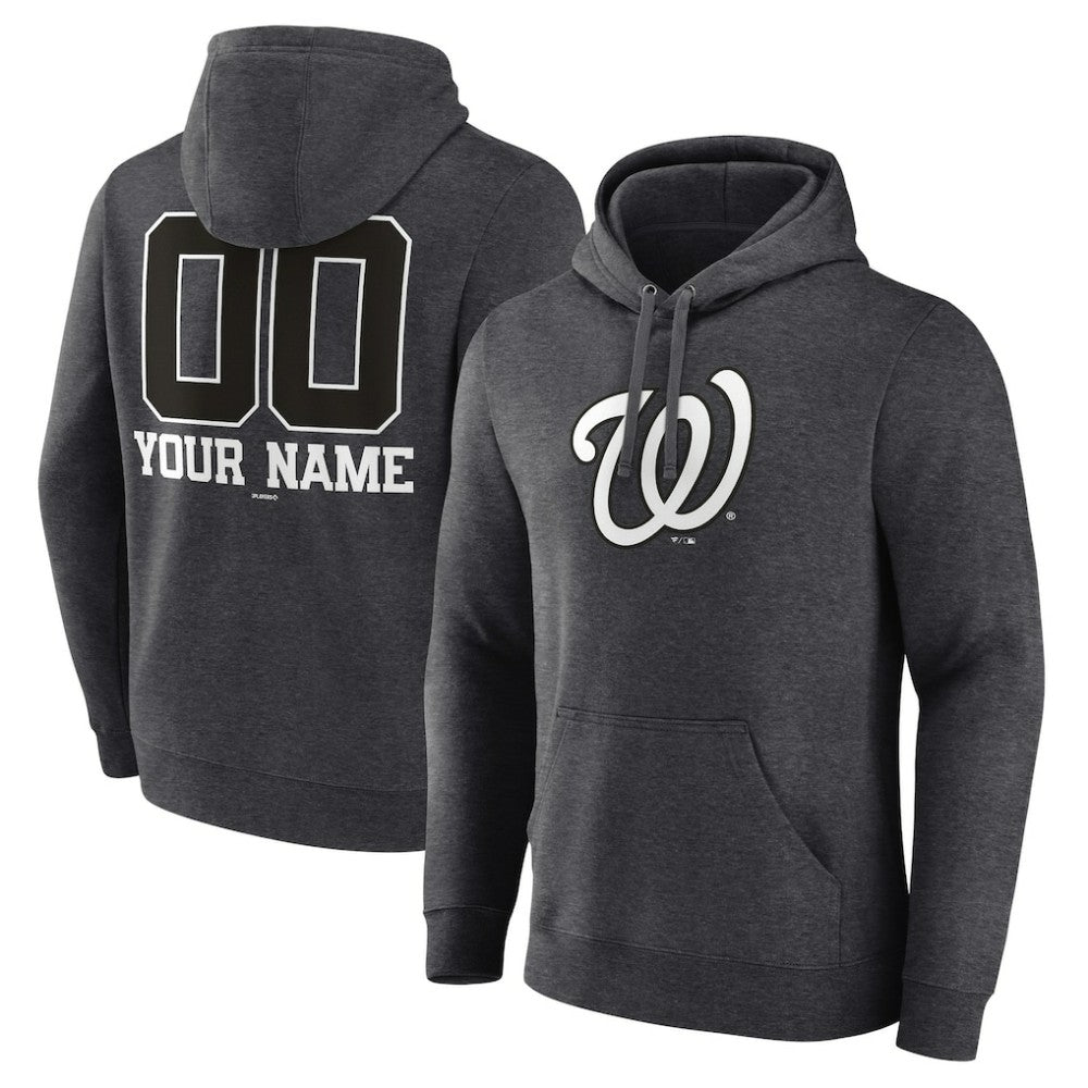 Washington Nationals Personalized Monochrome Name & Number Pullover Hoodie - Charcoal Hoodies