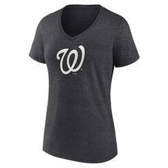 Washington Nationals Women's Personalized Monochrome Name & Number V-Neck T-Shirt - Charcoal T-shirts