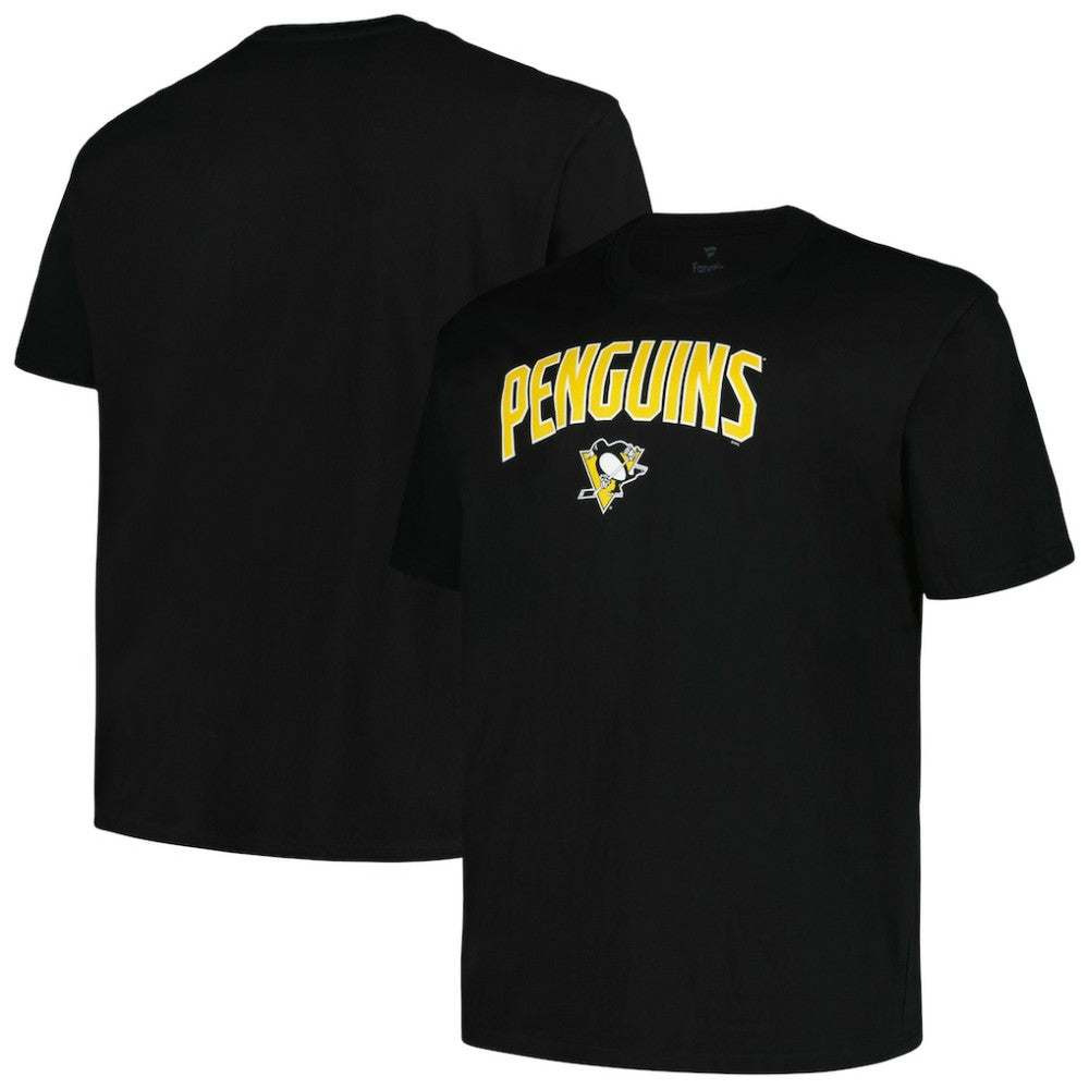 NHL Pittsburgh Penguins Profile Big & Tall Arch Over Logo T-Shirt - Black