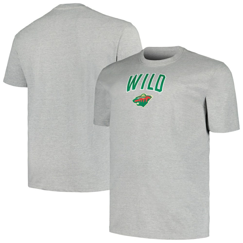 NHL Minnesota Wild Profile Big & Tall Arch Over Logo T-Shirt - Heather Gray