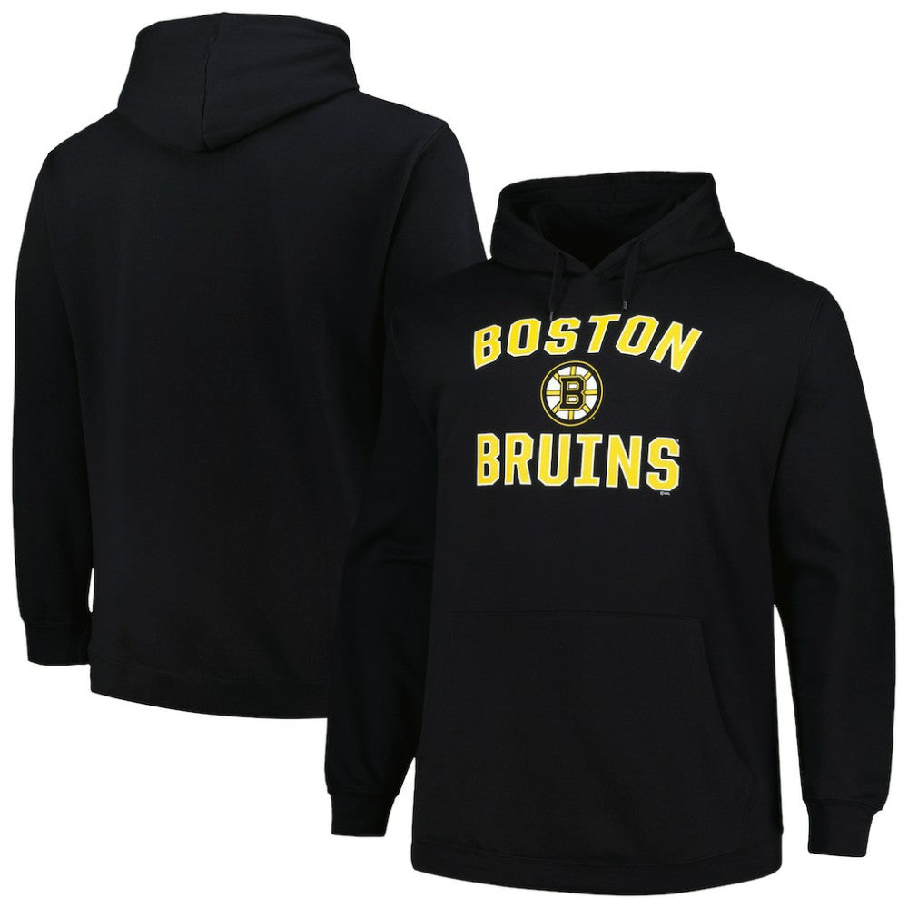 NHL Boston Bruins Profile Big & Tall Arch Over Logo Pullover Hoodie - Black